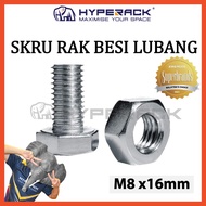 HYPERACK ™️ [High Quality] Boltless Rack Bolt and Nut Rak Besi Lubang Screw Angle Slotted M8x16mm Hexagon Head Bolts