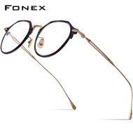 FONEX กรอบแว่นตาไททาเนียม FONEX E-061แว่นตาแว่นสายตาสั้น2023ย้อนยุคดีไซน์เรียบง่ายสำหรับผู้ชาย