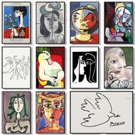 Potret Wanita Abstrak Minimalis Terkenal Karya Picasso, Poster Seni Merpati Perdamaian, Lukisan Kanv
