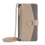 Xiaomi 13T Pro Casing Xiaomi 13 Ultra Pro Lite Leather Phone Case Card Slot Zipper Bag with Metal Shoulder Strap