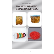 TRAFFIC CONE CHAIN 8MM 田 25M / PLASTIC CHAIN / PVC PLASTIC CHAIN
