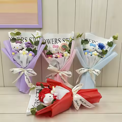 Sanrio Mother's Day Rose Bouquet Hello Kitty Preserved Flower Artificial Rose Bouquet, Handmade Croc