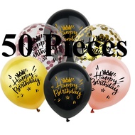 50 Pieces 12" Happy Birthday Crown Confetti Metallic Balloon "Happy Birthday" Party Decoration Belon