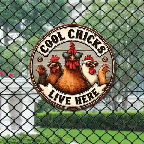Unique 1pc Vintage Metal Chicken Coop Decor Sign "Cool Chicks Live Here" Aluminum Plaque for Farmhou