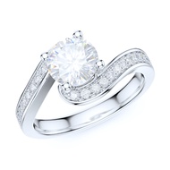 PRSTANI Sterling Silver Fancy Wave Infinity 1CT Simulated Round Brilliant Cut Diamond or Moissanite 