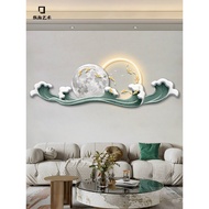 LED Luminous Background Wall Ocean Waves Light Luxury Decorative Painting Living Room Wall Lamp Hang