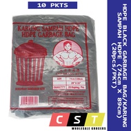HDPE 29X35 Black Garbage Bag/Plastik Sampah Hitam (20 Sheets/Pkt) X 10 PKTS