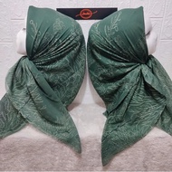 Hijab Segi Empat Voal Motif Bunga Akar Warna Hijau Botol Kerudung Jilbab Murah