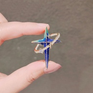 Japanese Blue Planet Universe brooch Cosmic brooch men Women Couple Style Pin Collar Pin Cardigan Blazer Four-pointed Star Accessories Jewelry Blue Planet Universe brooch for men and women's couples Pins, nhelloket5888my20230622