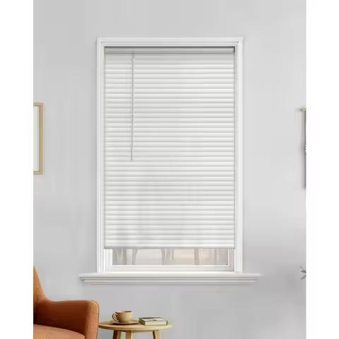 Cordless Vinyl Light Filtering Mini Blinds for Window Interior Privacy Modern White 29 Inches Wide b