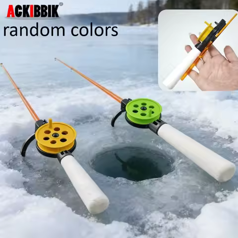 1pc Mini Ice Fishing Rod with Fishing Reels Portable Telescopic Ice Fishing Pole Micro Ice Fishing R