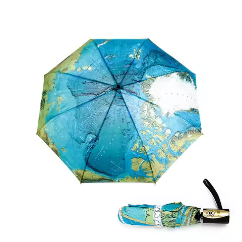 Creative World Map Automatic Umbrella For Women UV Folding Blue Ocean Land Umbrellas Rainproof Rain 