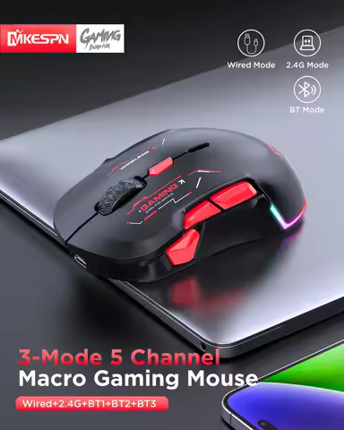 Wireless Bluetooth 2.4G 10000DPI Macro Gaming Mouse 10 Programmable Keys chargeable Game Mouse Charg