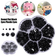 【Ready Stock】500pcs Round Flat Black Eyes Plastic Eyes  Self-Adhesive Safety Plastic Eyes Teddy Bear
