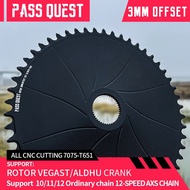 PASS QUEST-Rotor Gravel Bike Chainring, Round Narrow Wide Chainring, Direct Mount Crank, 12 Speed Chain, 42-54T, 3mm, ALDHU