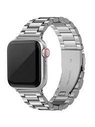 1入組男士女士銀顏色時尚鋅合金金屬Apple Watch錶帶38/40/41/42/44/45/49mm,智能手錶帶配件適用於Apple WatchUltra/SE/8/7/6/5/4/3/2/1