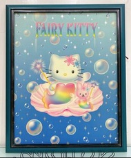 正品  2000  sanrio  hello kitty   美人魚天使 kitty 木框掛畫  （表面有防水防污保護膜） 44*54cm