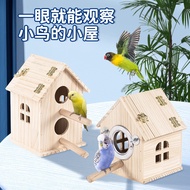 Bird Nests Box Parakeet Breeding Cage Wood Budgie House For Cockatiel Parrot