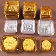 100Pcs Golden Transparent Moon Cake Tray Box Container Food Packaging Box for Mid-autumn Festival