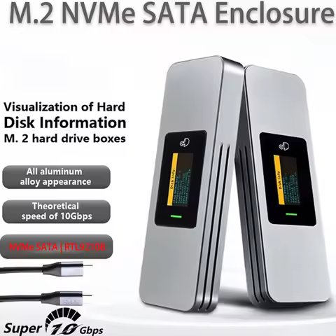 9210B/9210 M.2 NVMe SSD Enclosure Adapter with Screen Display,USB 3.2 Gen2 10gbps M2 Case 2280 ,Alum
