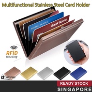 [SG] RFID Ultra Thin Metal Credit Card Holder 6-Slot for Men & Women Stainless Steel Wallet Blocking