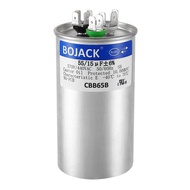 BOJACK 55+15 uF ±6% 55/15 MFD 370/440 VAC CBB65B Dual Run Start Round Capacitor for Condenser Straig