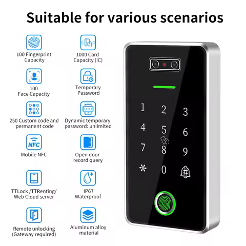 RFID Card,Password, TTlock TThotel App Biometric 3D Face Recognition Electronic Fingerprint, Smart D