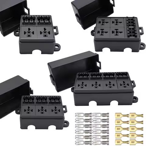 Relay Fuse Block with terminals,2/3/4/5 Slots Car Relay Box Circuit Control Switch Panel, 6/8/10/12 