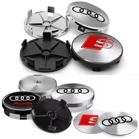 56/60/63/65/68mm 4PCS Car Wheel Hub Caps Emblem Badge Stickers Decoration for AUDI S RS A3 A4 B8 8P 