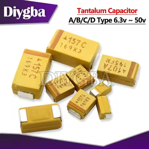 10PCS A B C D Type Tantalum Capacitor 100UF 150UF 220UF 330UF 470UF 680UF 6V 6.3V 10V 16V 25V 35V 50