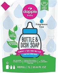 Dapple Baby Bottle & Dish Liquid Refill Pack Fragrance Free, 34oz