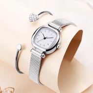 EN LIGNE - EL117 - Jam Tangan Fashion Wanita Kotak Segi Bonus Gelang dan Box