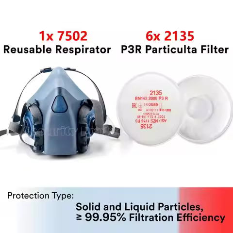 7502 2091 2135 P100 Industry Work Mask 7 In 1 Suit Paint Dust Mask Respirator Spray Dust Respirator