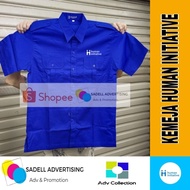 KEMEJA Initiative Human Initiative Uniform Shirt Men's Short Sleeve Embroidered PDHbiru