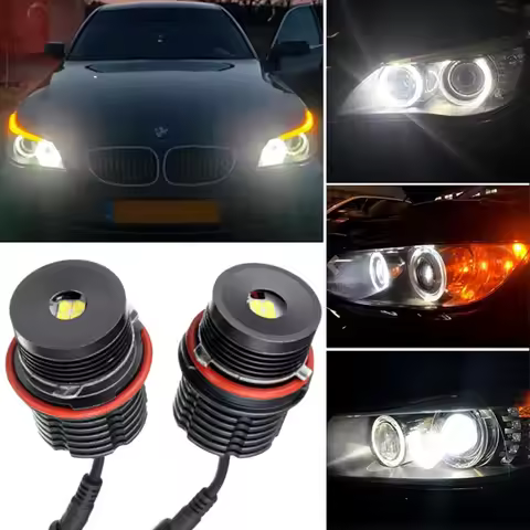 2PCS 40W Canbus 6500K White LED Angel Eyes Halo Ring Marker Light Bulb 3000K Yellow for BMW E39 E53 