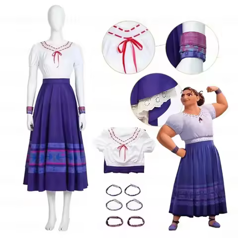 Encanto Madrigal Costume Dress for Women Luisa Cosplay Princess Dresses Clothes Halloween Adult Cost
