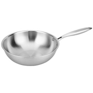 30cm deep stainless steel pan, flat bottom, uncoated, thick stainless steel, used with induction coo