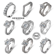 HENGRAHN JEWELRY 925 Cincin Fashion Original Silver Diamond Moissanite Perempuan Adjustable Women Ring M155