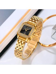 Golden Color Ladies' One Piece Stainless Steel Strap Watch, 30m Water Resistant