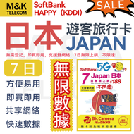 開心電訊 - 【日本】7日無限數據+5G網絡高速不限速丨數據卡 上網咭 sim卡丨網絡共享 即買即用 方便快捷 支援雙網絡