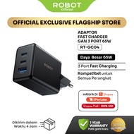 IPHONE ROBOT GaN 65W 3 Port Fast Charging USB-C PD Charger Head for Original RT-GC04 Laptop Android 