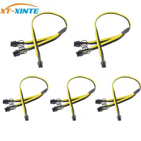 5Pcs PCI-E PCI Express 6Pin to Dual 2-Port 8Pin 6+2 Pin Adapter GPU Video Card Power Cable Module Wi
