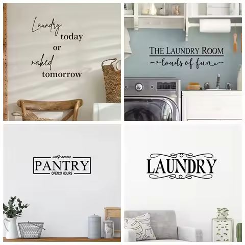 1pc Laundry Pantry Sticker Waterproof Vinyl Wallpaper Home Decor Art Decor Wallpaper Home Decoration