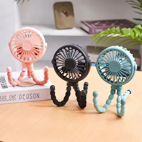 Multi Functional Student Baby Stroller Portable USB Rechargeable Lithium Battery Octopus Mini Fan Hv
