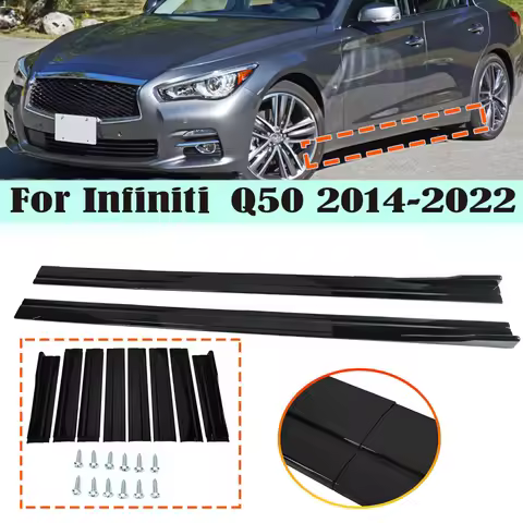 86.6inch For Infiniti Q50 2014-2020 Side Skirt Extensions Glossy Black Rocker Panel Lip 8Pcs Side Ca
