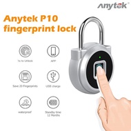 discount Anytek P10 Smart Padlock Keyless Fingerprint Lock Door Luggage Case Lock candado Electronic