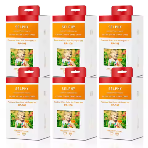 Compatible Canon KP-108IN 3 Color Ink 180 Sublimation Photo Paper 4*6" (100*148mm) for Canon Selphy 