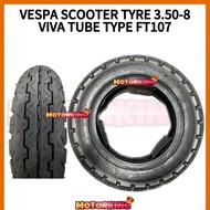 VESPA SCOOTER TYRE 3.50-8 VIVA TUBE TYPE TAYAR FT107 TAYAR VESPA 8 INCHI TT100 BUNGA TT