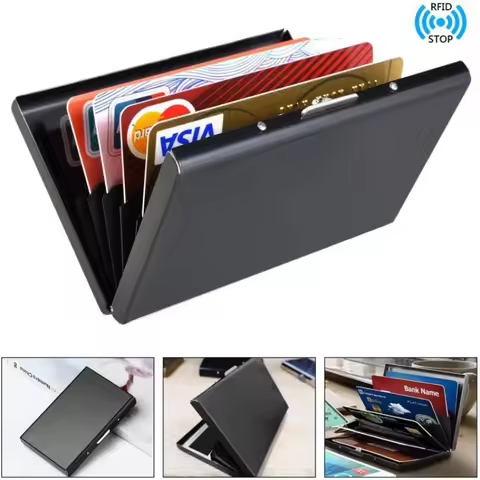 RFID Blocking Stainless Steel Metal Card Case, Multi-slot Document Storage Organizer with Ultra-thin