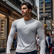 【Ready Stock】 American-Style Seamless Large Top Jacquard Long-Sleeved Training Fitness Outdoor Sport